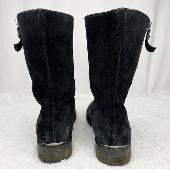 STUART WEITZMAN / Duluth black suede leopard fold over boots / 7.5 - Picture 4 of 9